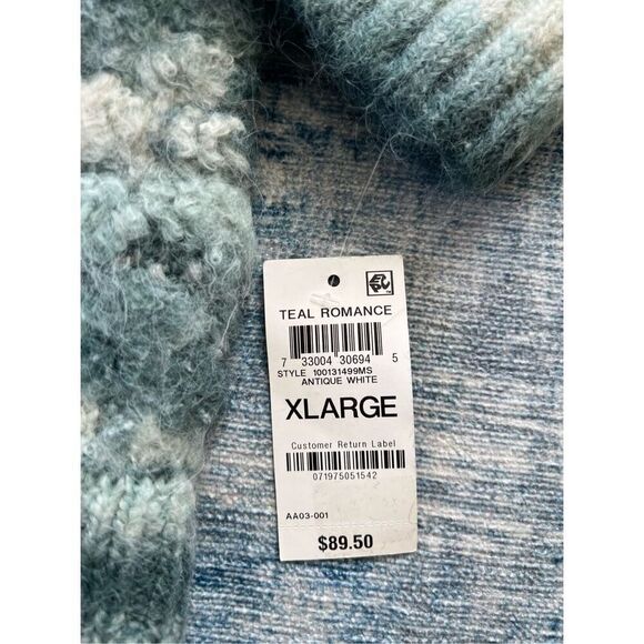 NWT! Alfani Teal Romance Antique White Textured Acrylic Wool Blend Sweater XL - Picture 4 of 8